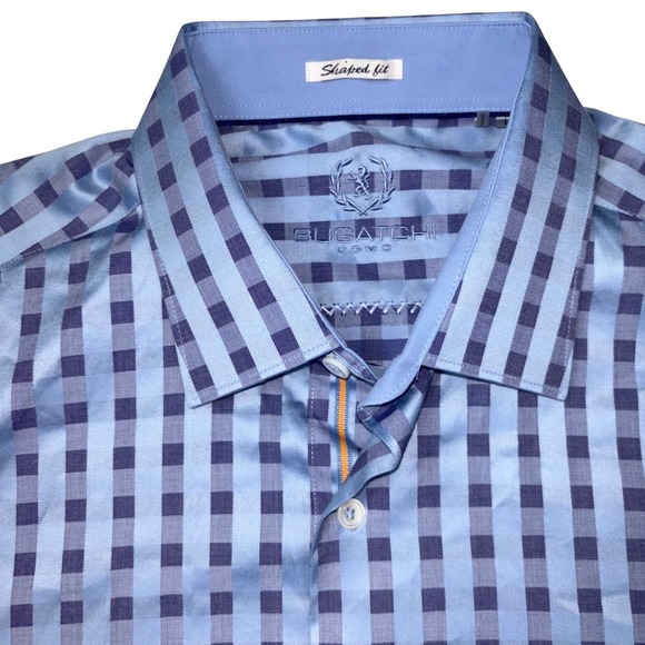 Bugatchi Other - Bugatchi Uomo Shaped Fit Dress Shirt Blue Long Sleeve Button Down Men's Large